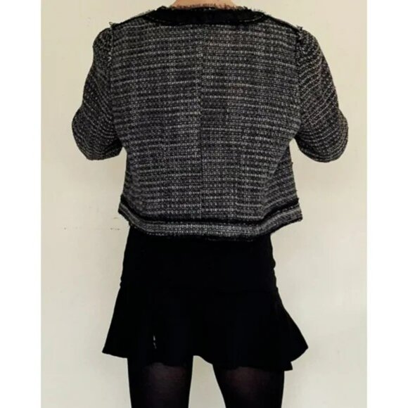 Apostrophe Cropped Tweed Ribbon Embellished Blazer Jacket 2 - Picture 5 of 13